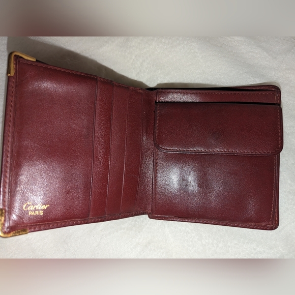 Cartier Bi-fold Wallet Mast Line Bordeaux Red Leather EUC - Picture 5 of 11